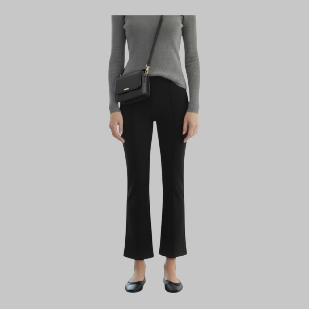 Everlane The Dream Kick Flare Pant Black Organic Cotton Blend Mid Rise Cropped L